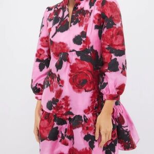 Cerise Blossom Jacquard Palmerston Dress - Begonia Blossom